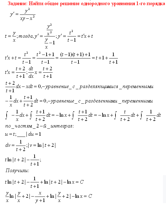 Решение однородных уравнений первого порядка